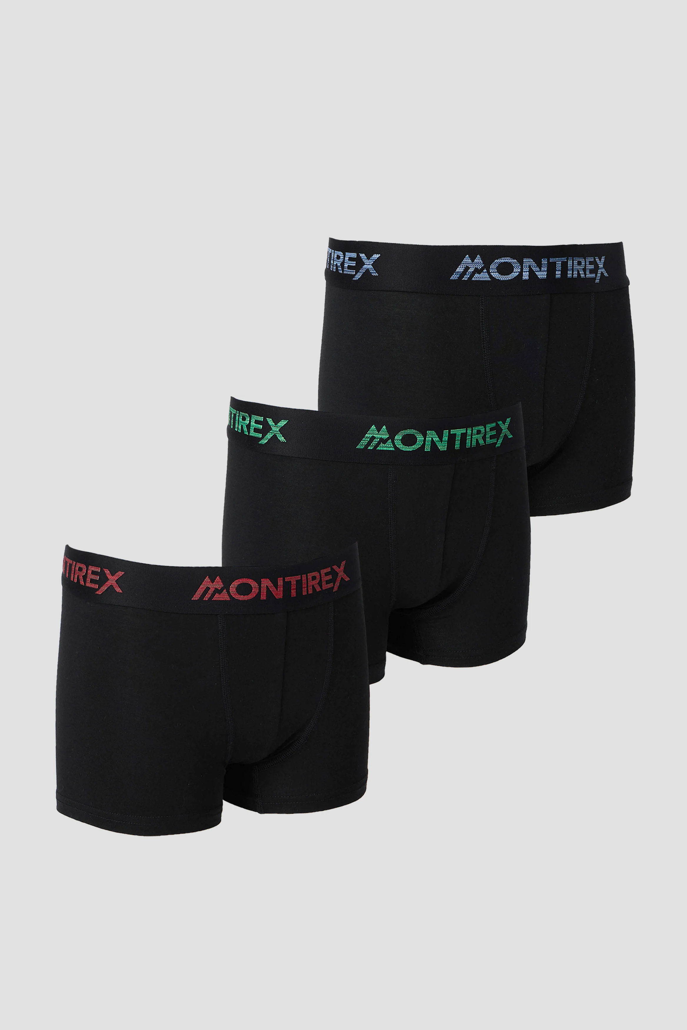 Boys 3 Pack Trail Boxer - Black/Red/Green/Blue