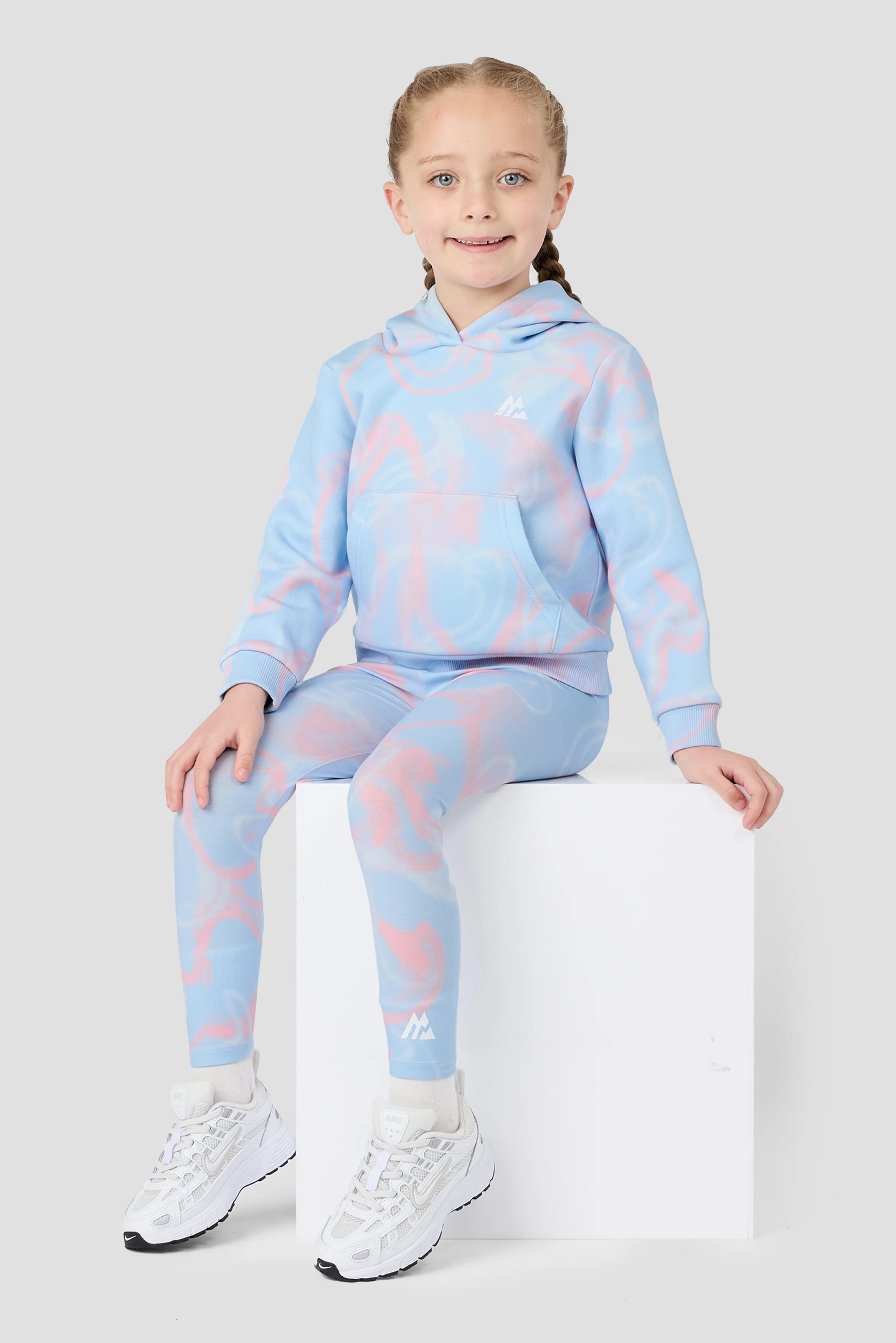 Infant Girls Swirl Hood/Legging - Misty Blue/Ballet - Image 3