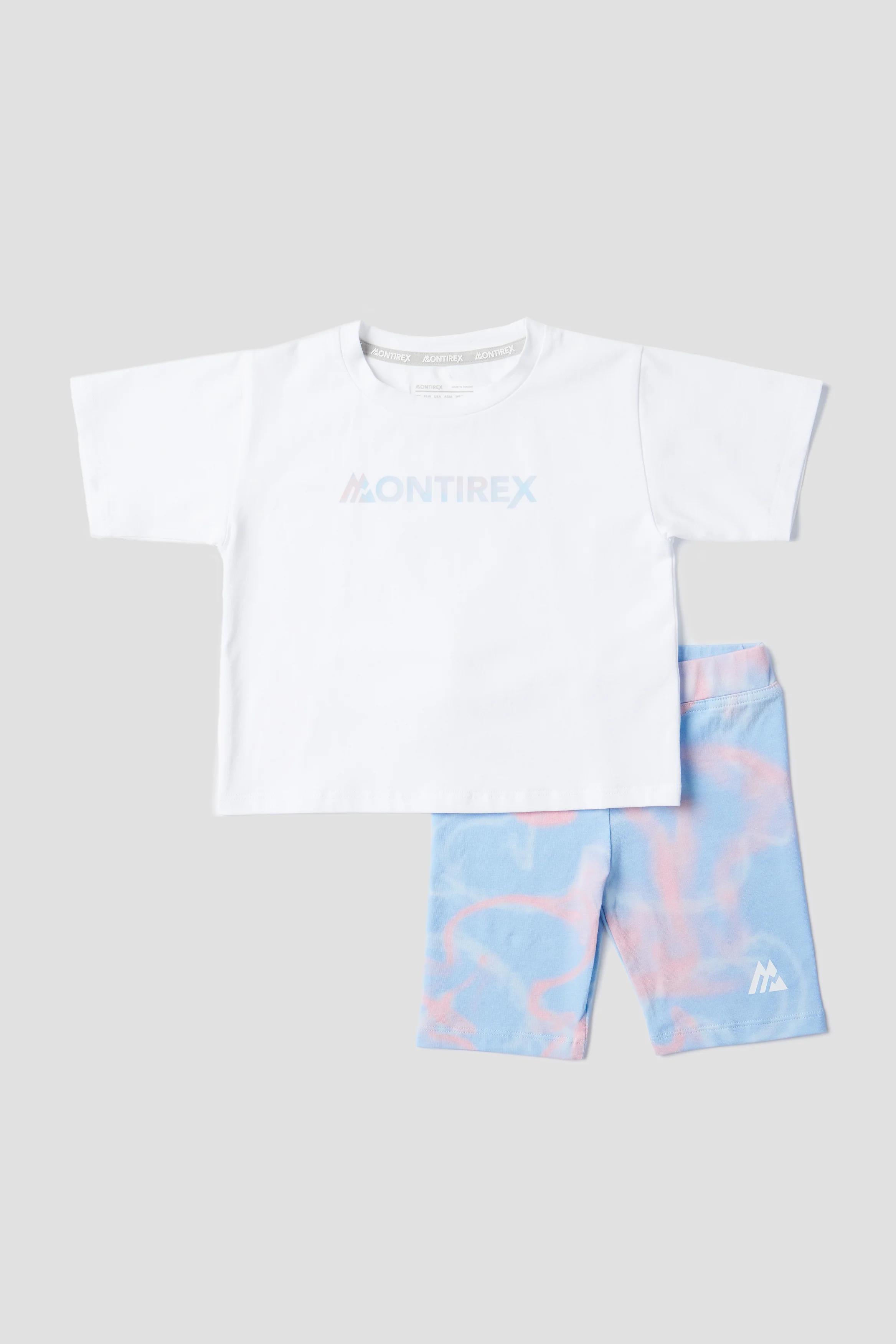 Infant Girls Swirl T-Shirt/Cycling Short Set - White/Misty Blue - Image 4