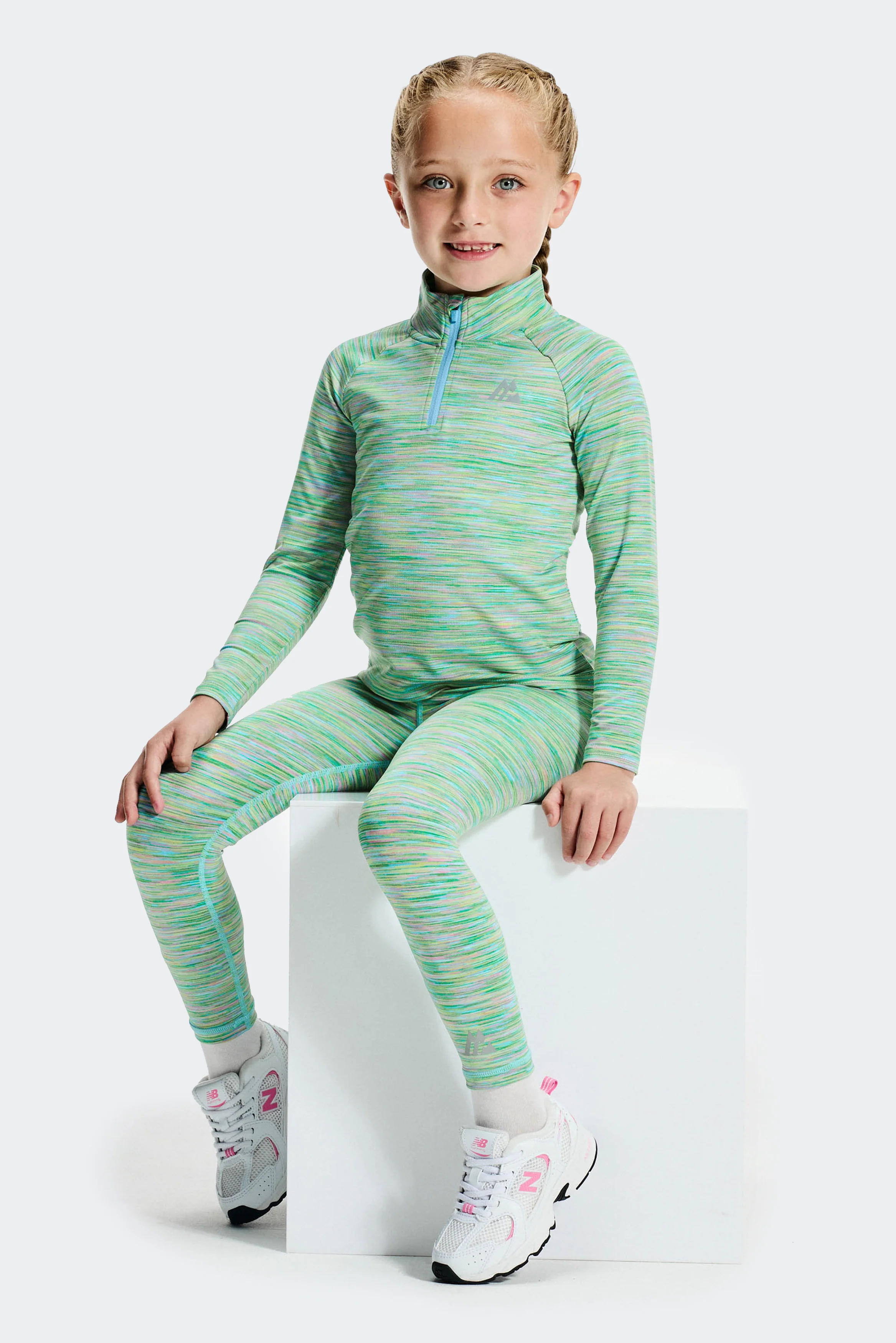 Infant Girl's Trail 1/4 Zip/Legging Set - Green/Blue/Lilac/Pink - Image 3