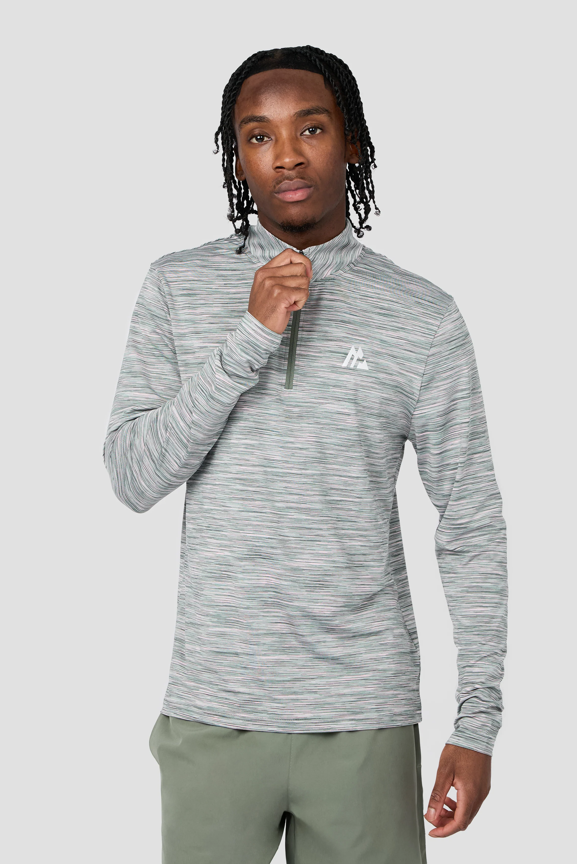 Trail 1/4 Zip - Green Slate/Pink